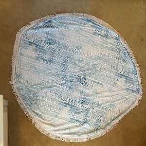 DSW Round Beach Blanket with Fringe Trim